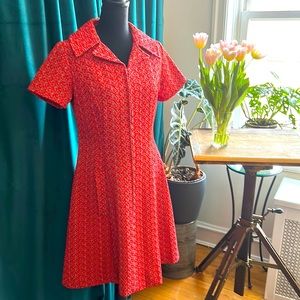 60s Vintage Red Double Knit Dress